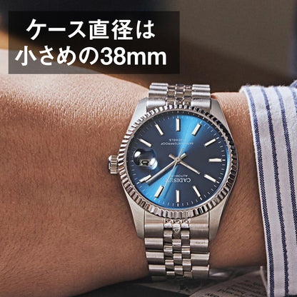 自動巻き腕時計 メンズ 40代 50代 60代 オマージュウォッチ CADISEN 機械式 38mm 手巻き付き 裏スケルトン C8053