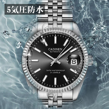 自動巻き腕時計 メンズ 40代 50代 60代 オマージュウォッチ CADISEN 機械式 38mm 手巻き付き 裏スケルトン C8053