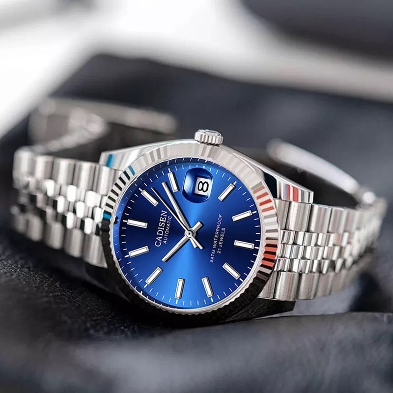 自動巻き腕時計 メンズ 40代 50代 60代 オマージュウォッチ CADISEN 機械式 38mm 手巻き付き 裏スケルトン C8053